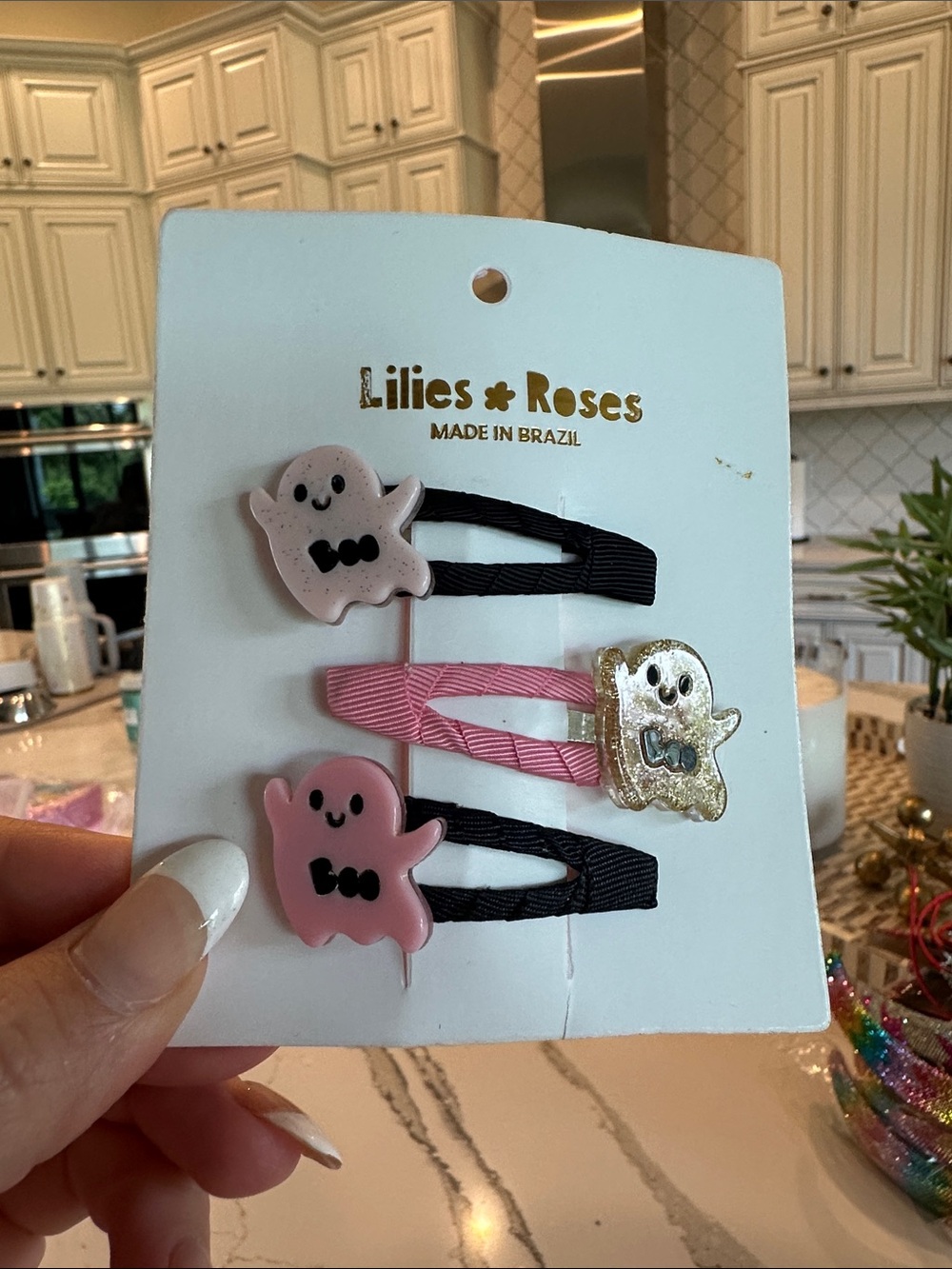 Pink Ghost Snap Hair Clips - 4 Pack